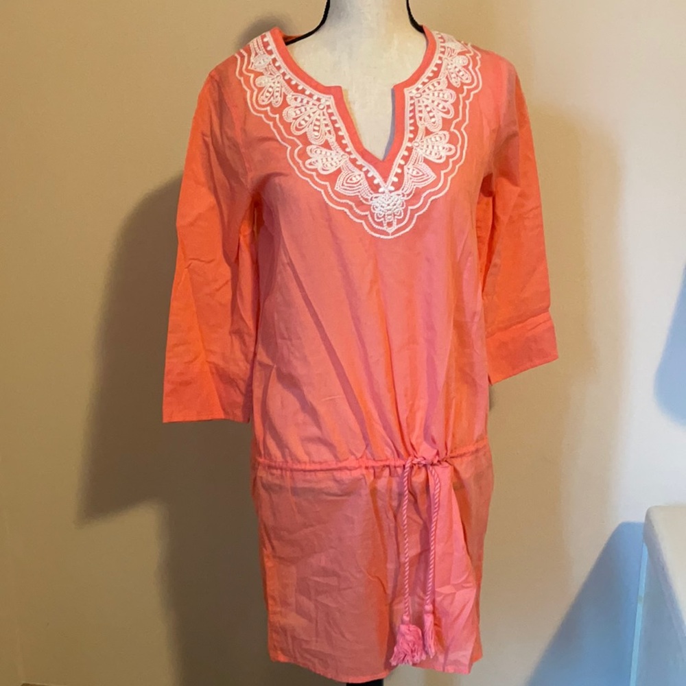 Lands end swimsuit embroidered coral coverup size XS